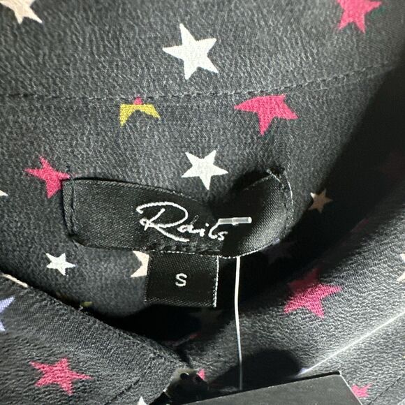 Rails Kate Silk Rainbow Stars Shirt Women's Size Small Button Down Designer Soft - Picture 12 of 16